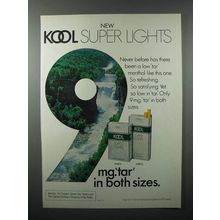 1977 Kool Super Lights Cigarette Ad - Kings, Longs