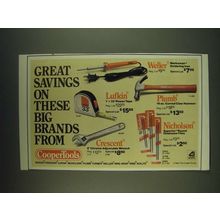 1985 CooperTools Ad - Weller Soldering Iron, Lufkin Tape, Plumb Hammer, Crescent