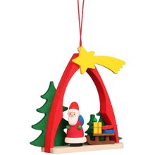 10-0862 - Christian Ulbricht Ornament - Santa with Sled in Arch - 2.75"H x 2....