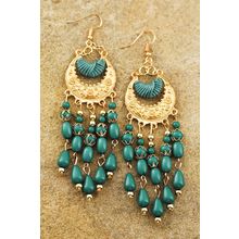 Light Blue Boho Beaded Tassel Alloy Charm Earrings