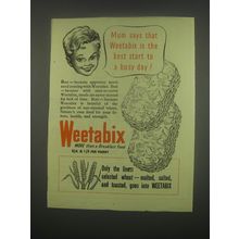 1949 Weetabix Crackers Ad - Mum says that Weetabix is the best start to a day