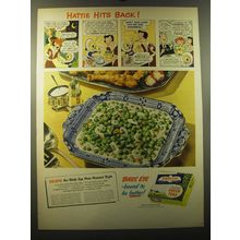 1949 Birds Eye Green Peas Ad - Hattie Hits Back