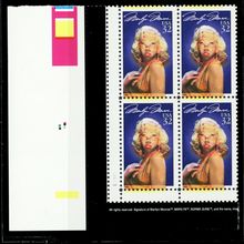 2967, Var, MNH 32¢ Marilyn Monroe Color Shift Error Block - Stuart Katz