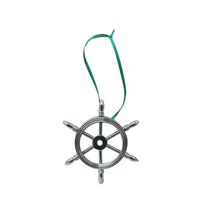 Pack Of 2] Chrome Ship Wheel Christmas Ornament 6"