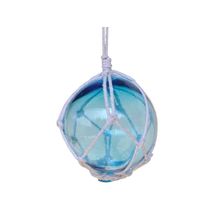 Pack Of 2] Light Blue Japanese Glass Ball With White Netting Christmas Ornam...