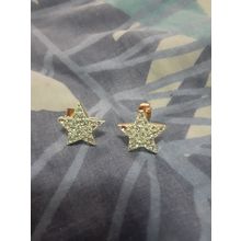 womens gold tone earrings green star with gems missing 1 as in pic