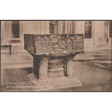 Font, Winchester Cathedral, Hampshire, c.1920 - Frith's Postcard