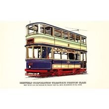 Sheffield Preston Transport Antique Bus Transport Tram Vintage View Postcard