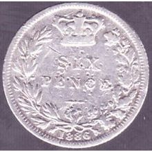 1886 Great Britain 6 Pence Silver Coin