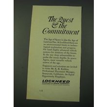 1965 Lockheed Missiles & Space Company Ad - The Quest & The Commitment