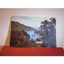 LOCH KATRINE, TROSSACHS, PERTHSHIRE used postcard by J Arthur Dixon 1957 pm =