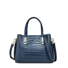 Genuine Leather Women Shoulder Handbags Tote Bag Blue