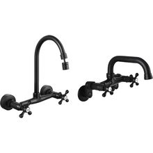 Airuida Wall Mount Kitchen Faucet Matte Black 8 Inch Center Wall Mount Faucet Ki