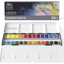 Winsor & Newton Professional Watercolor Paint Set, Lightweight Metal Box, 24 Hal