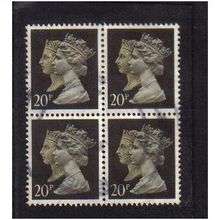 1990 GB DEFINIVE QUEENS BLOCK 20P F/U SG-1469