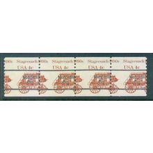1898Ab 4c Stagecoach Misperfed MNH Dry Gum Strip of 4 W0512