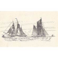 Sailing Ship Trading Brig at Dogger Bank Lowestoft Artist Drawing 1970s Postcard