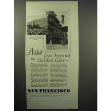 1930 San Francisco Tourism Ad - Asia Lies Beyond