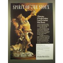 1988 The Franklin Mint Ad - Spirit of the Sioux Porcelain by Robert F. Murphy