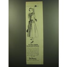 1949 De Pinna Dress Ad - 49 Fall couplet: tweed-and-velveteen