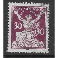CZECHOSLOVAKIA 1920 30H PURPLE ALLEGORIES OF REPUBLIC SG 195 FINE USED