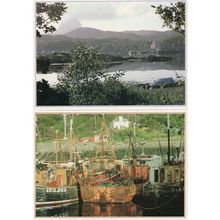 Lochinver Fishing Boats 2x Painting Postcard s