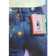 Girls Pink Childrens Old Walkman on Jeans Plain Back Postcard