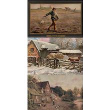 Farnham Dairy Farm Surrey Winter Francois Millet 3x Old Farming Postcard s