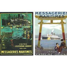 MARITIME ADVERTISING MESSAGERIES MARITIMES 2 POSTCARDS