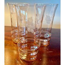 Pink Dunbar Depression Glass with etched floral design Hand Blown #600