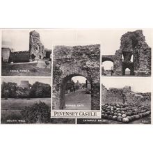 ED 450 PEVENSEY CASTLE MULTI VIEW . RP POSTCARD