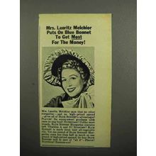 1953 Blue Bonnet Margarine Ad - Mrs. Lauritz Melchior