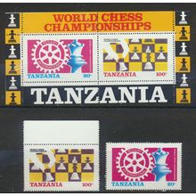 Tanzania Stamps Scott #304 To 305a, MNH, Chess Set With Souvnir Sheet