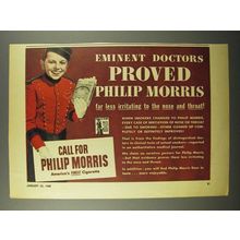 1944 Philip Morris Cigarettes Ad - Eminent Doctors