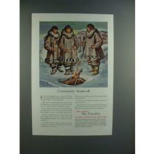 1952 Travelers Insurance Ad w/ Eskimos - Brush Off!