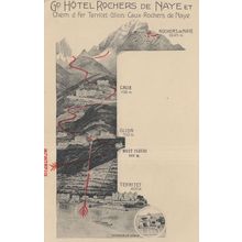 Rochers De Naye Switzerland Map To Hotel Summit Old Postcard