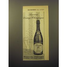 1959 Beaulieu Vinyard Ad - America's vintage champagne