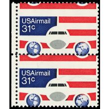 C90, 31¢ Scarce Misperfed Error Pair of Airmail Stamps Mint NH - Stuart Katz