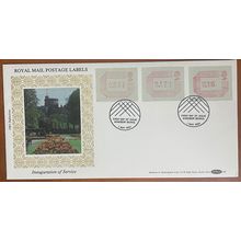 GB May 1984 Frama Postage Labels Benham Silk First Day Cover D8 FDC stamp USED