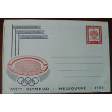 Australia 1956 XVI Olympiad Melbourne Aerogramme mint 10d Air Mail letter Arms