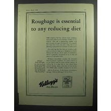 1930 Kellogg's All-Bran Cereal Ad - Roughage Essential