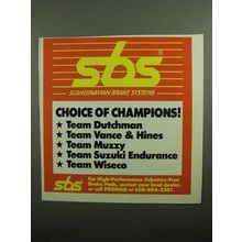 1990 SBS Scandinavian Brake Systems Ad - Choice of Champions