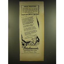 1937 Fleischmann's Distilled Dry Gin Ad - Help Wanted