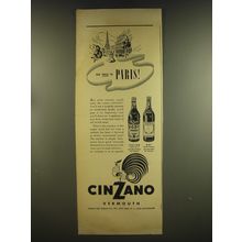 1937 Cinzano Vermouth Ad - So this is Paris