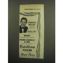 1949 Hotel Pierre Ad - Stanley Melba and his orchestra