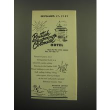 1949 British Colonial Hotel Ad - Open for the winter season Dec. 15 - Apr. 15
