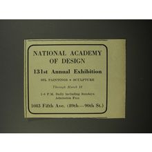 1956 National Academy of Design Advertisement -131st Annual Exhibition