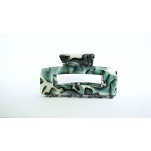 Medium rectangle abalone sea shell effect green hair claw clamp clip