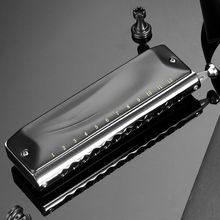 12 Holes Professional Chromatic Harmonica 48 Tone C Key Black Grey Mouth