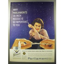 1960 Parliament Cigarettes Ad - Why Parliaments 1/4 inch recess is so important